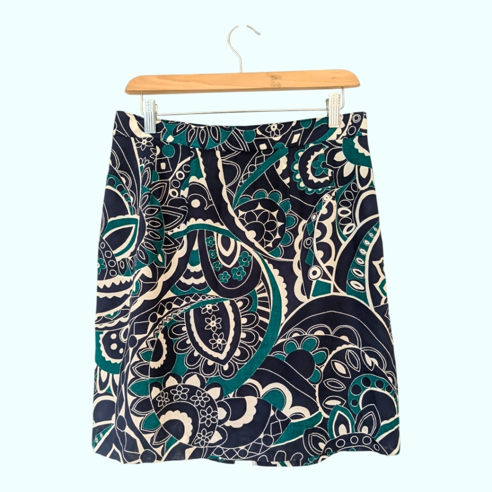💙💚 Vintage London Fog Abstract Floral 100% Viscose Mini Skirt, Vtg. 14P